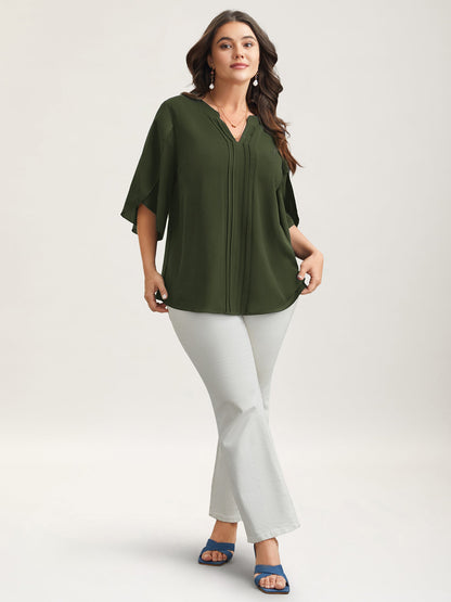 Petal Sleeve Toothpick Pleats Shirt