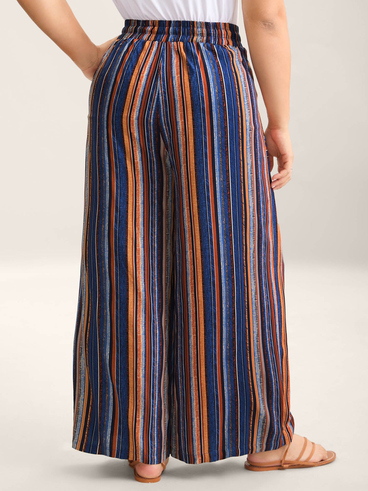 Boho Stripes Drawstring Wide-Leg Pants
