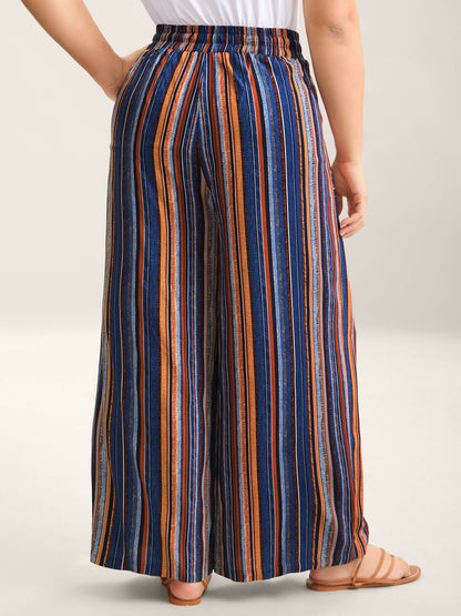 Boho Stripes Drawstring Wide-Leg Pants
