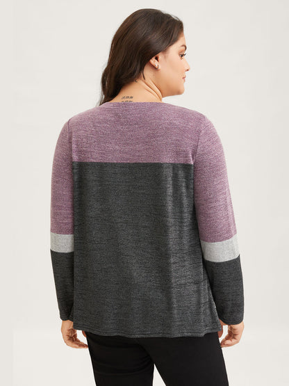 Heather Colorblock Contrast Crew Neck T-shirt