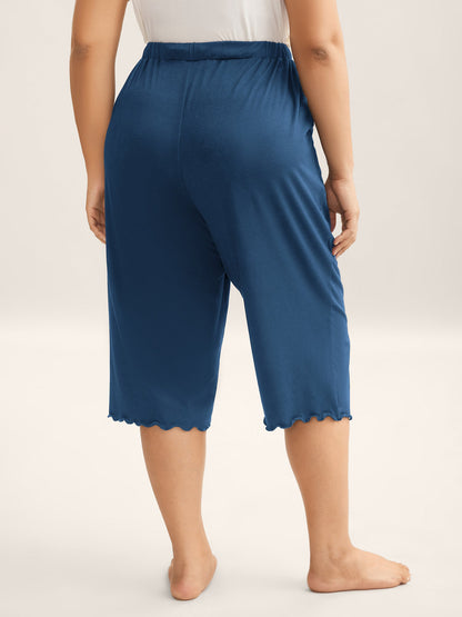 Supersoft Scalloped Hem Straight-Fit Lounge Bottoms