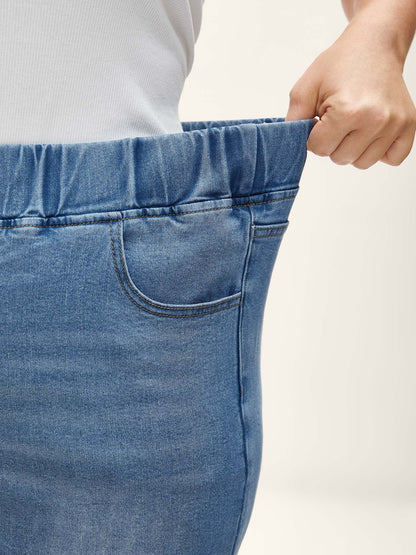 Pull-On Stretchy Waist Denim Shorts