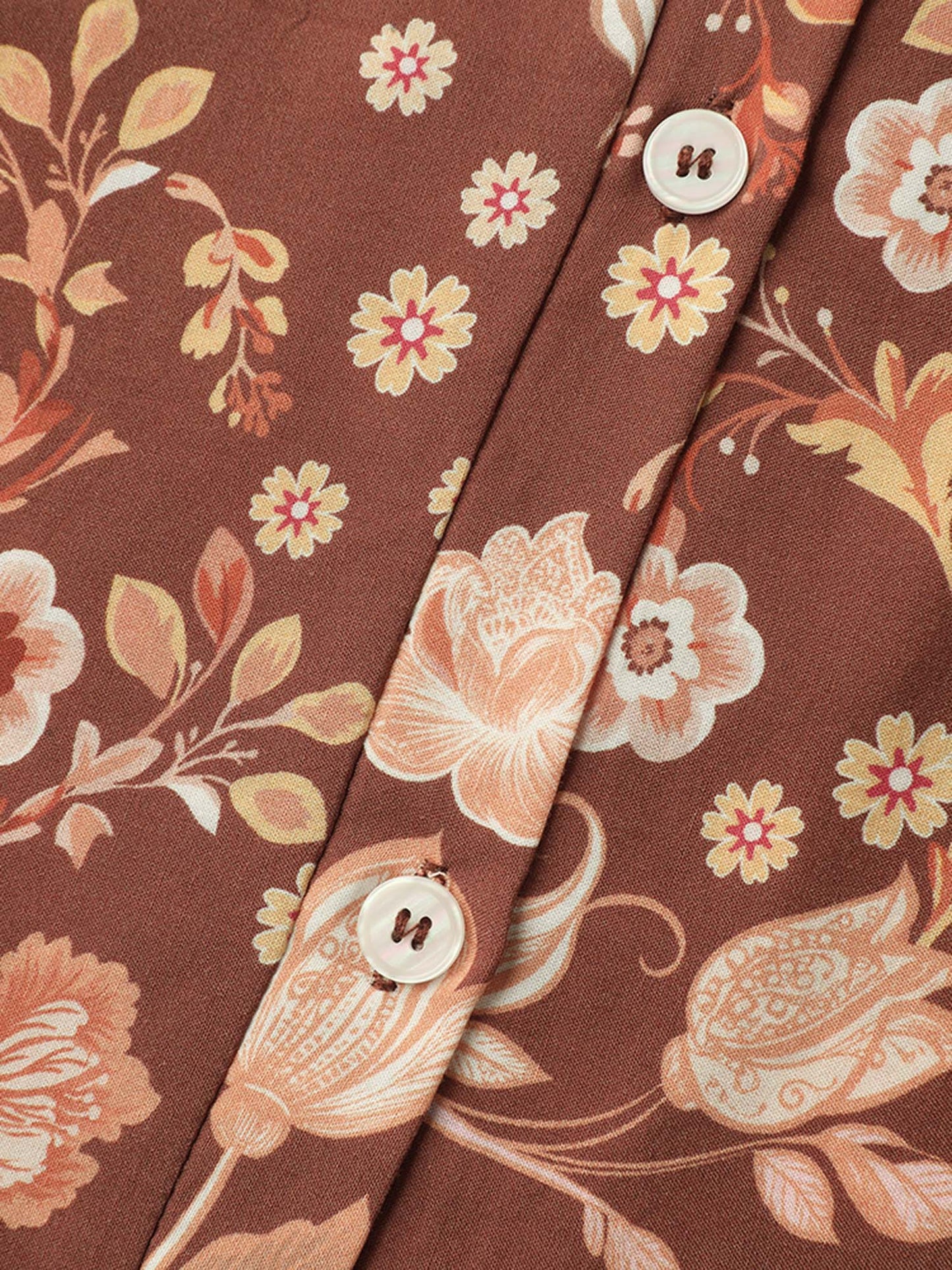 Floral Print Contrast Button-Front Shirt