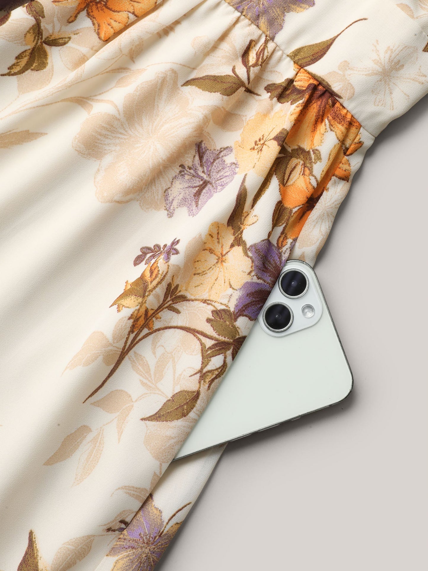 Chiffon Floral Waist-Cinched Maxi Dress