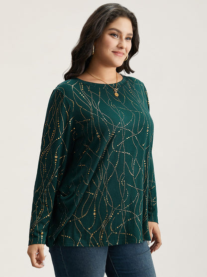 Polka Dot Contrast Round Neck T-shirt