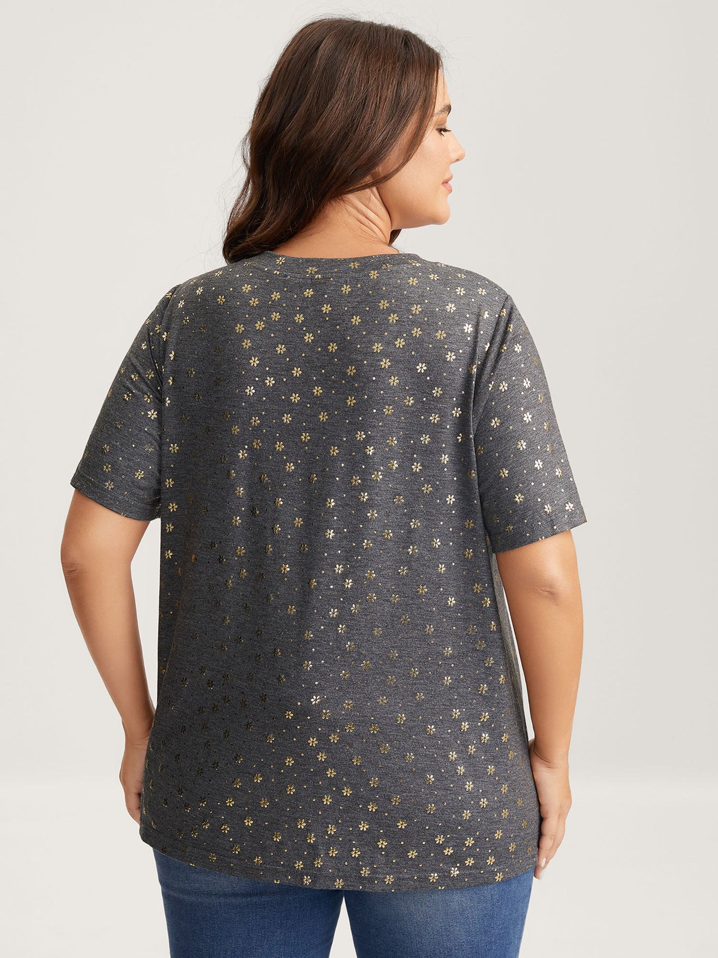 Supersoft Stretchy Gold Floral T-Shirt