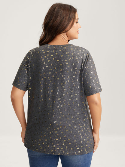 Supersoft Stretchy Gold Floral T-Shirt