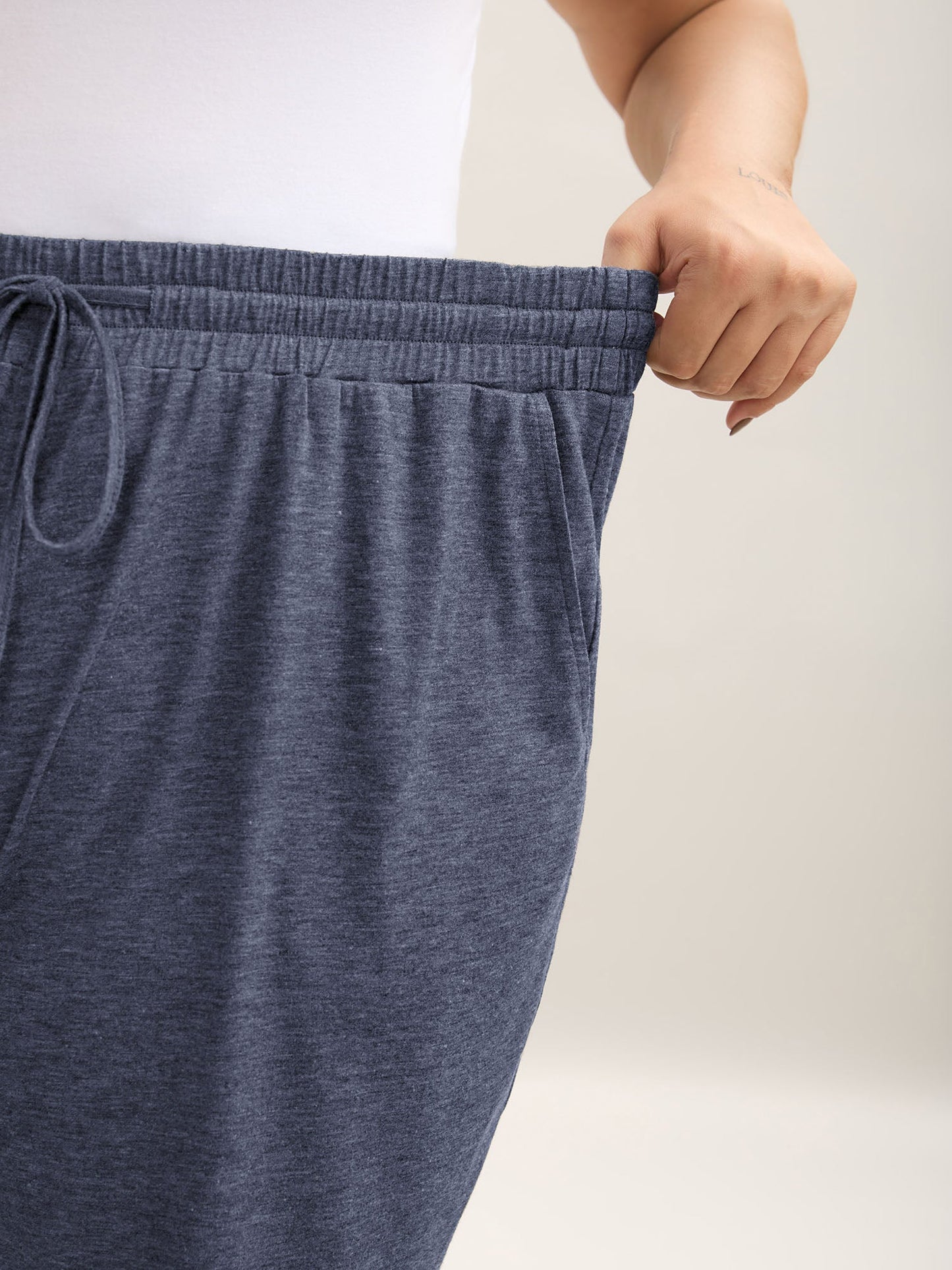 Mixed Color Knit Drawstring Loungewear Bottoms