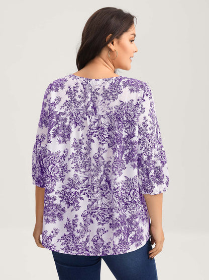 Artistic Print A-Line Blouse