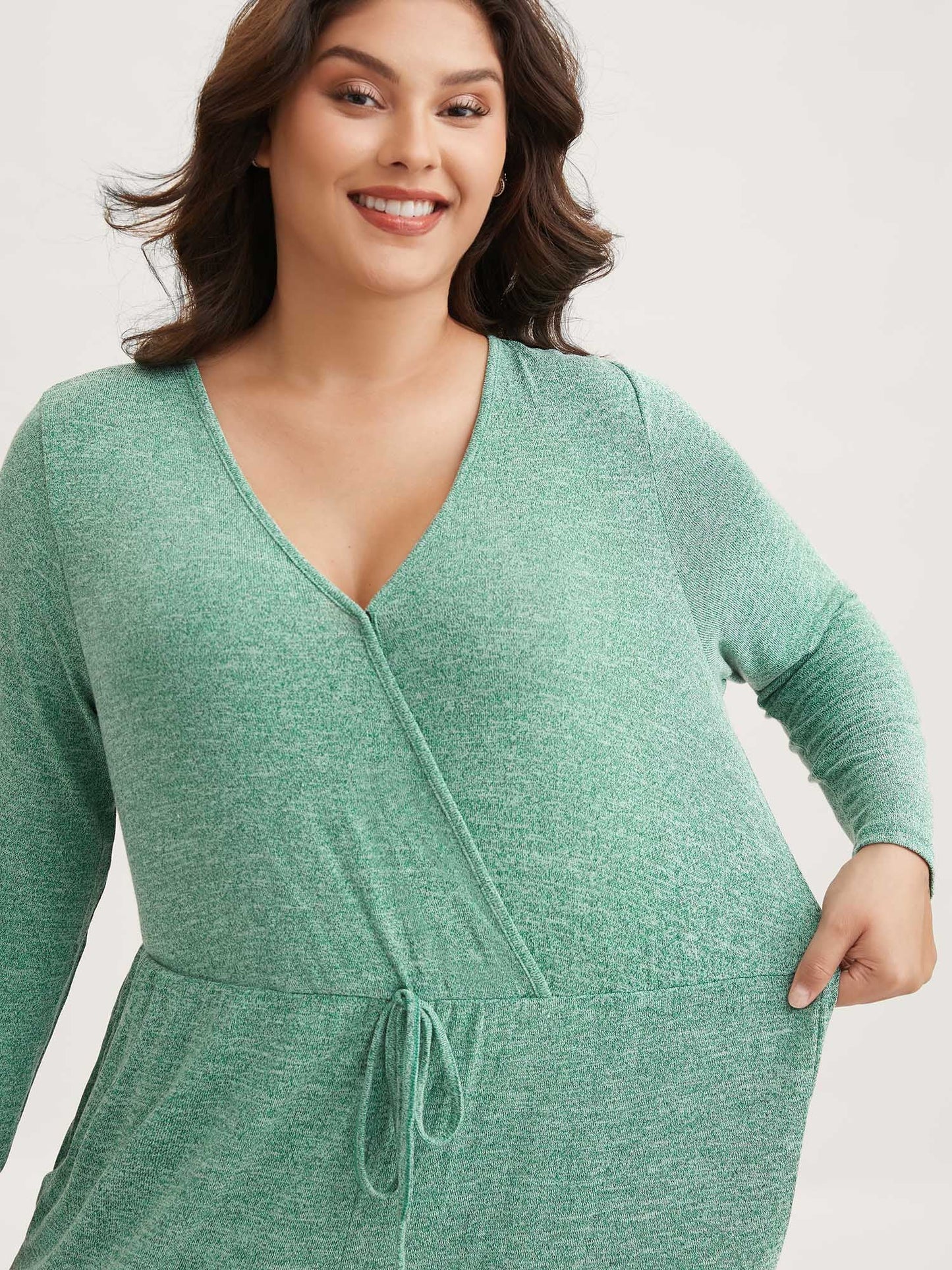 Elastic Waist Overlap Collar Lounge Jumpsuit