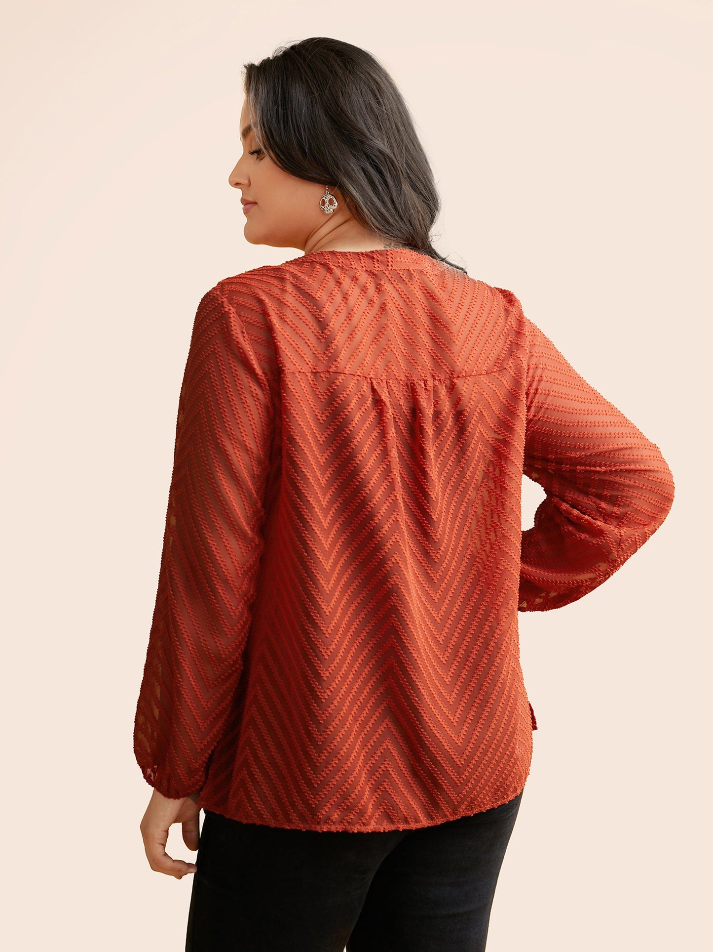 Wicked Neck Ribbon Lantern Sleeve Blouse