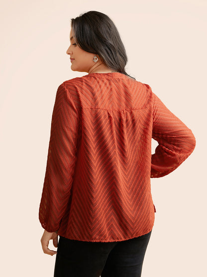 Wicked Neck Ribbon Lantern Sleeve Blouse