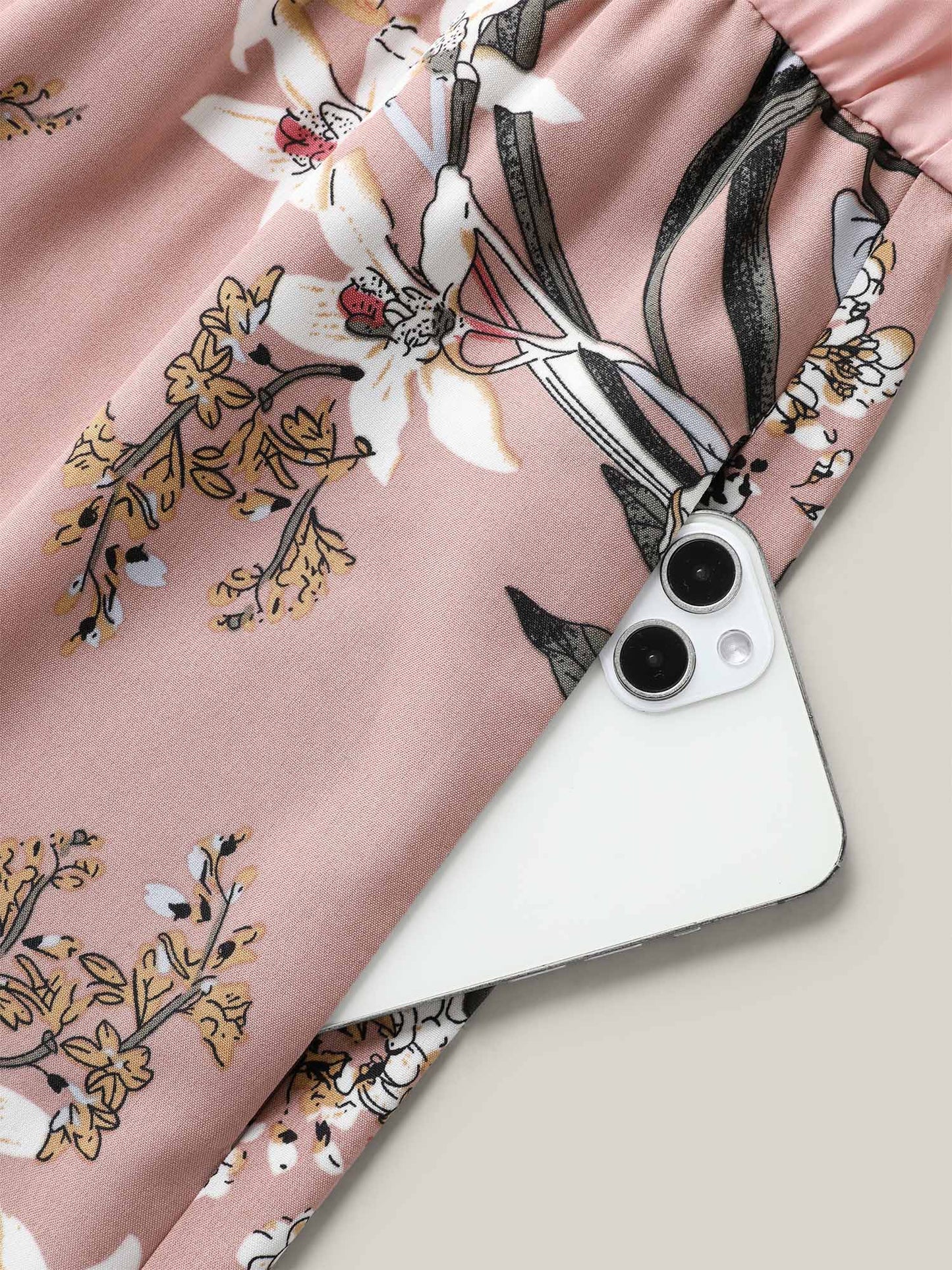 Large Flower Print Spliced Wide-Leg Jumpsuit