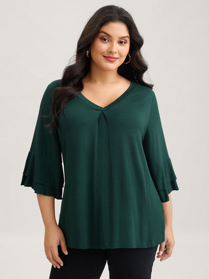 Supersoft Essentials Ruffle Layered Sleeve Pleated T-shirt