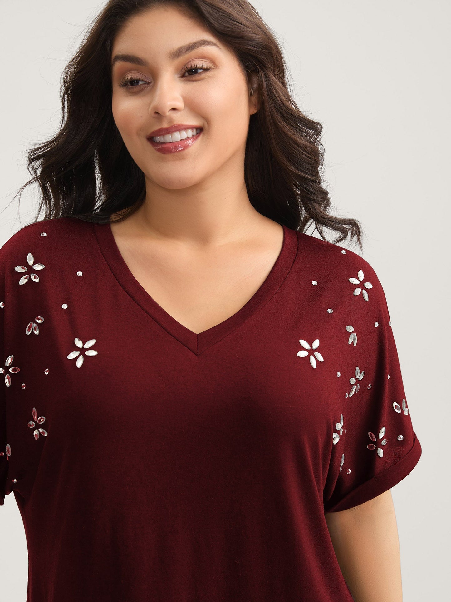 Supersoft Stretchy Zirconia Design T-Shirt