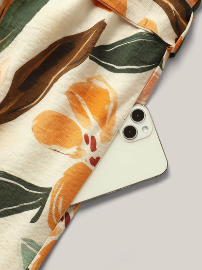 Sunkissed Florals Belted Pockets Romper