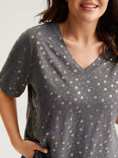 Supersoft Stretchy Gold Floral T-Shirt