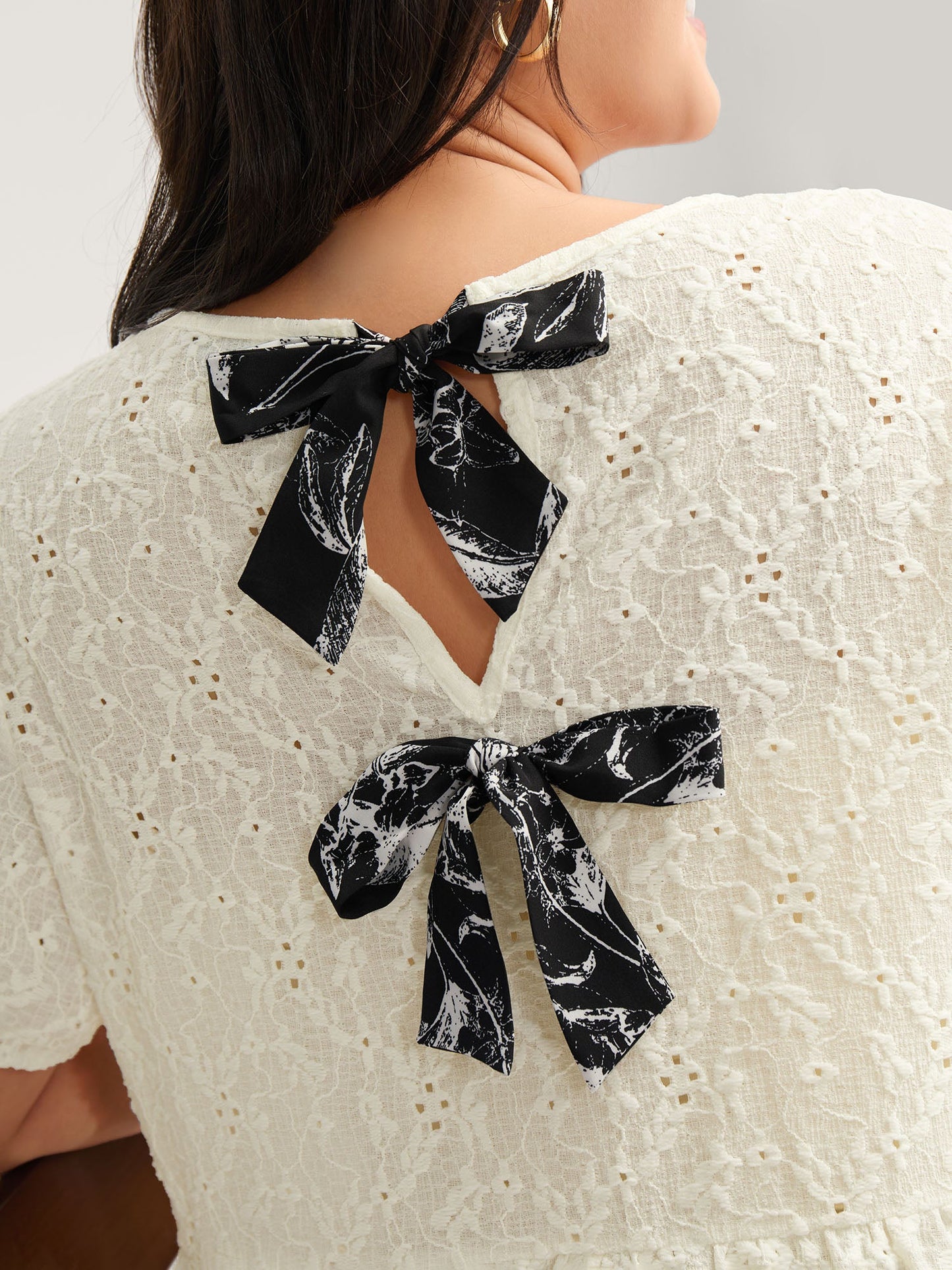 Back Bow Tie Textured Top