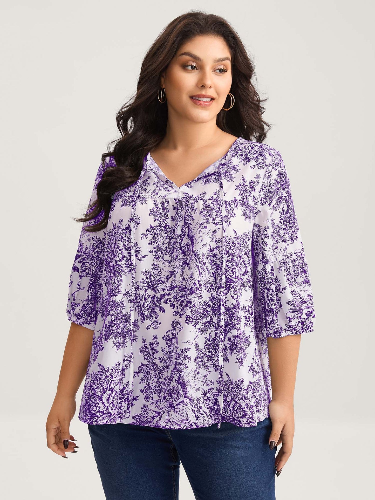 Artistic Print A-Line Blouse