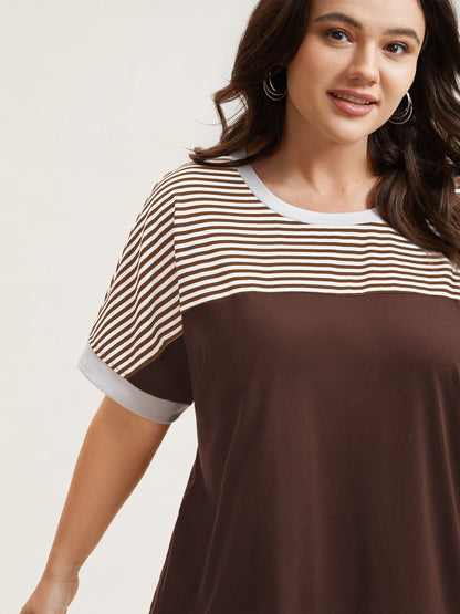 Solid and Striped Contrast Hem T-Shirt