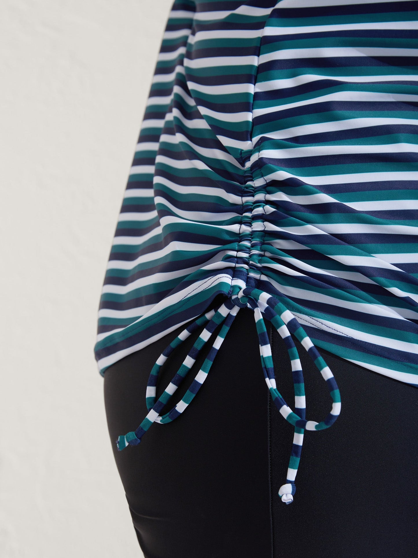 Striped Non-Removable Cups Swim Top