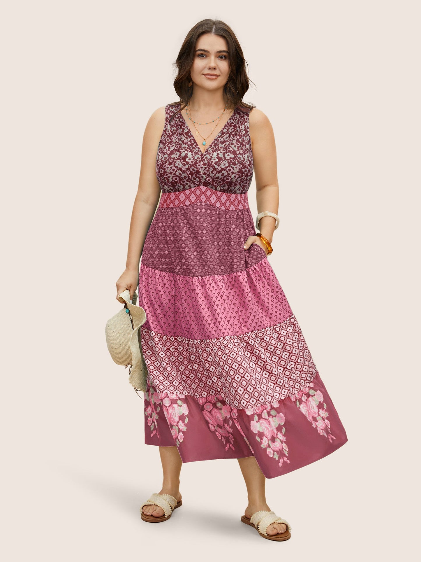 Bandana Patchwork Floral Sleeveless Dress