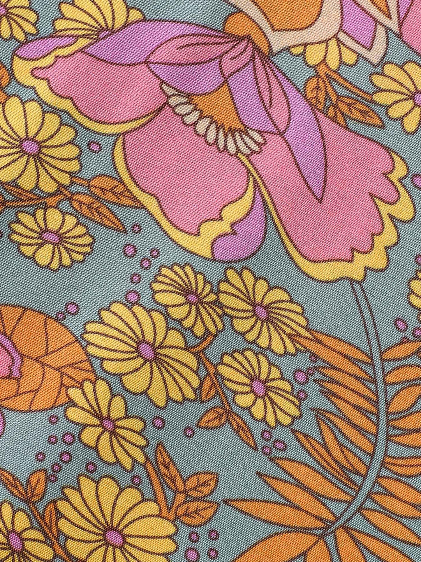 Boho Print Guipure Lace Ruffles Blouse