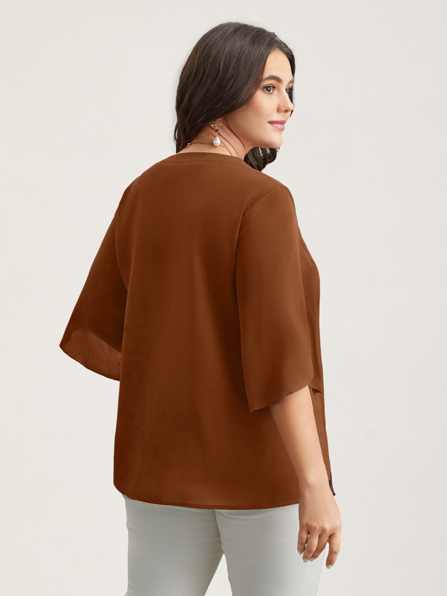 Petal Sleeve Toothpick Pleats Shirt
