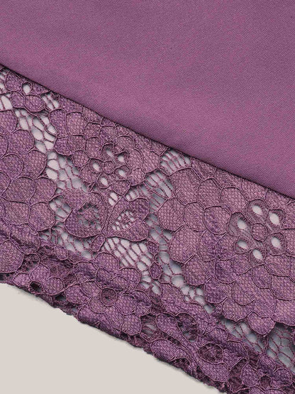 Sweetheart Neck Lace High-Low Hem Shirt