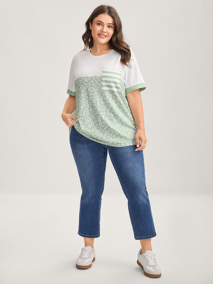 Leopard Print Color Contrast T-Shirt