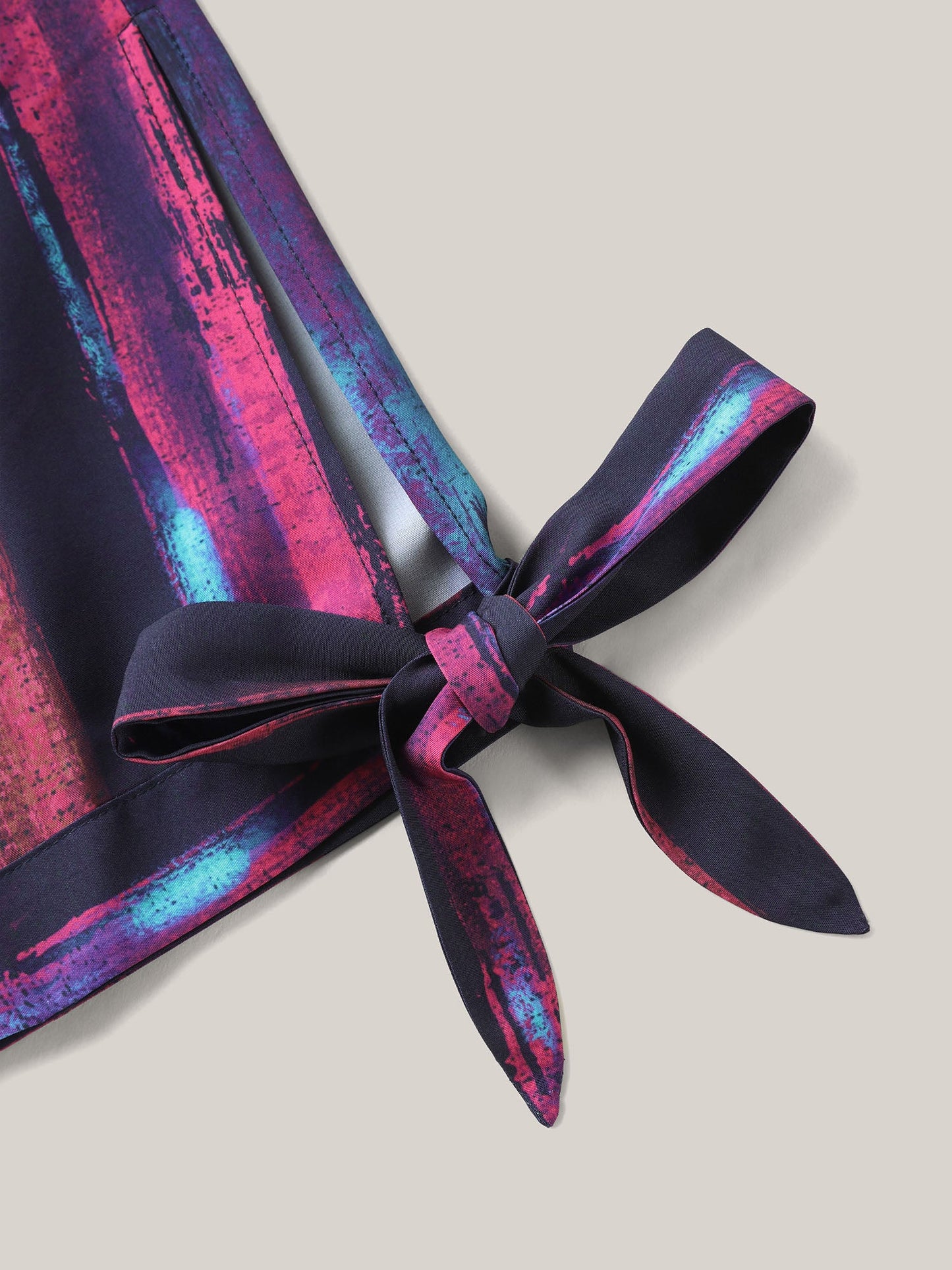 Irregular Stripes Sleeve Tie Blouse