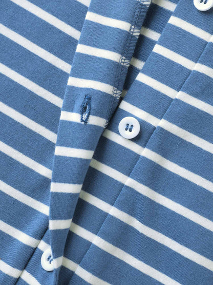 Stripe Print Curvy Hem Hooded Midi Dress