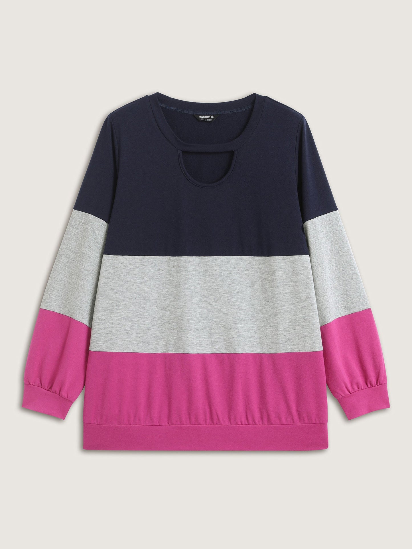 Supersoft Color Block Neck Cut-Out Sweatshirt