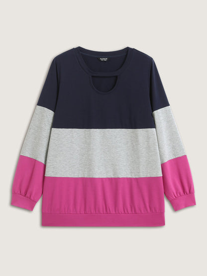 Supersoft Color Block Neck Cut-Out Sweatshirt