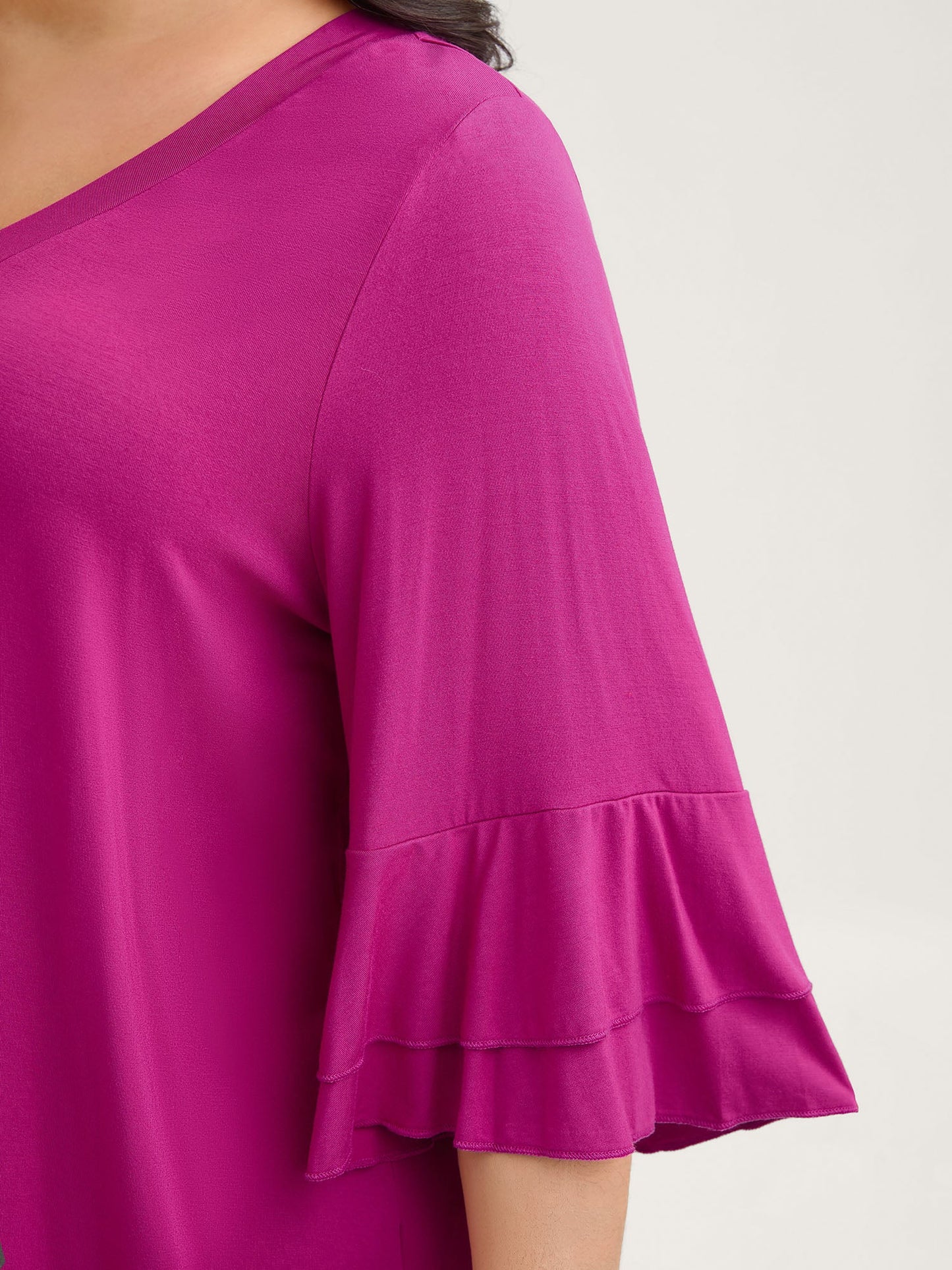 Supersoft Essentials Ruffle Layered Sleeve Pleated T-shirt