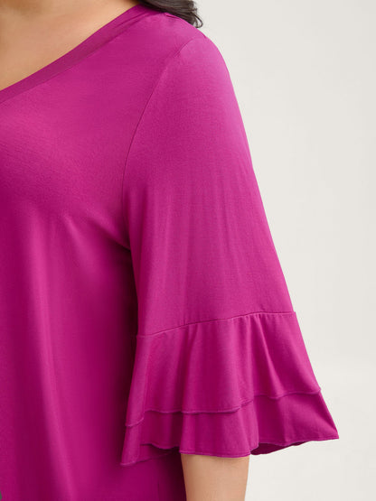Supersoft Essentials Ruffle Layered Sleeve Pleated T-shirt