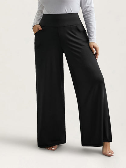 Super Stretchy Wide-Leg Casual Pocket Pants
