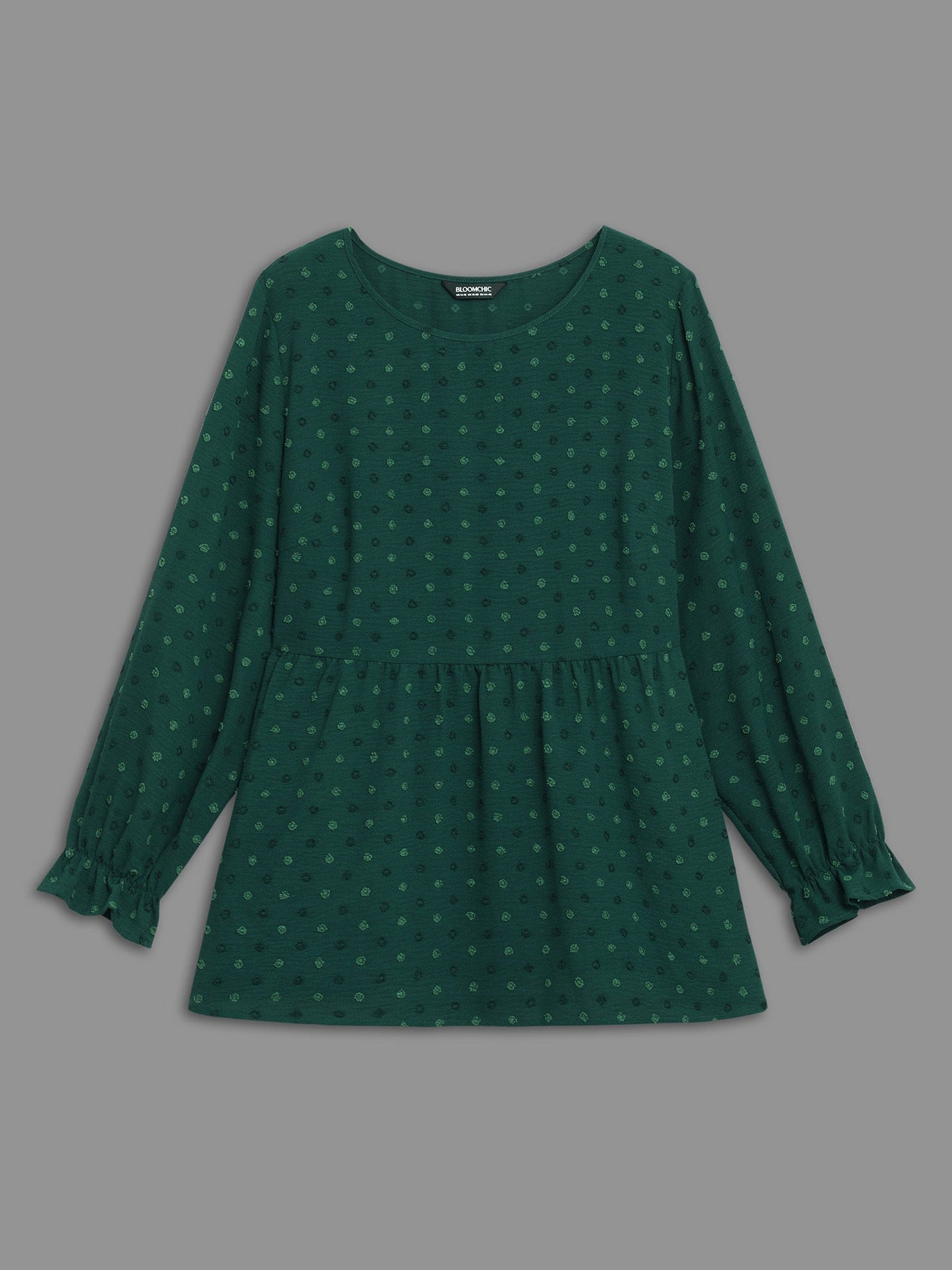 Textured Dot Elastic Cuffs A-line Blouse