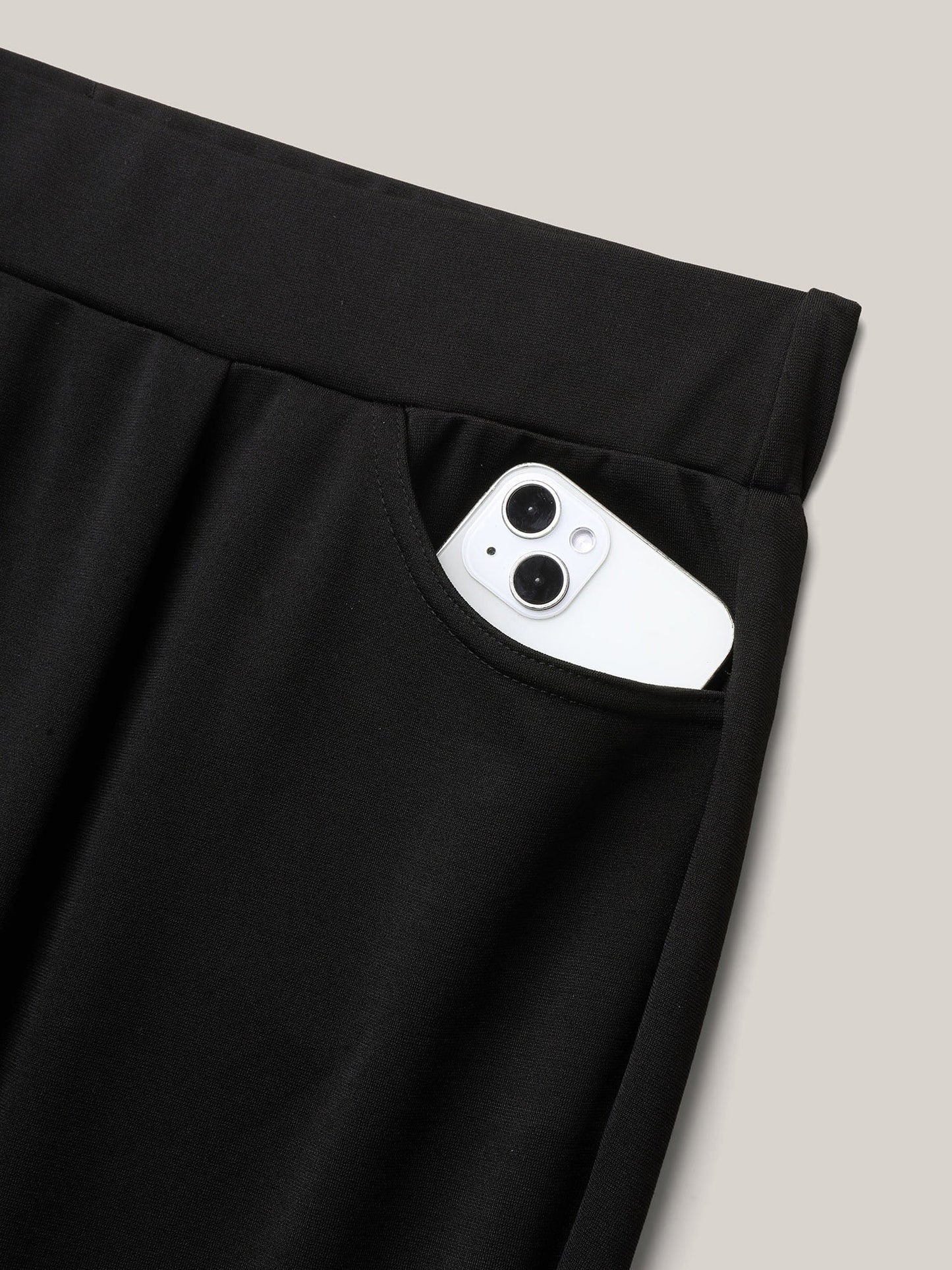 Pleated Stretchy Waist Skinny-Fit Pants