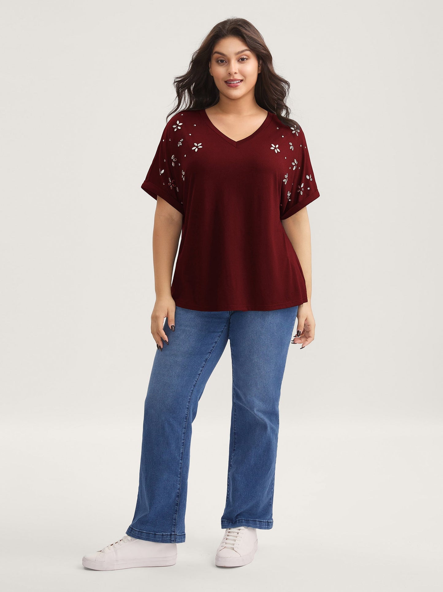 Supersoft Stretchy Zirconia Design T-Shirt