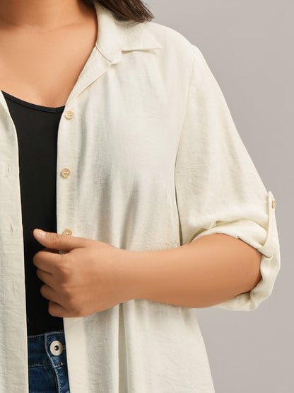Front-Open Long Basic Blouse