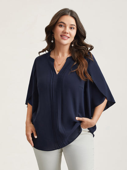 Petal Sleeve Toothpick Pleats Shirt