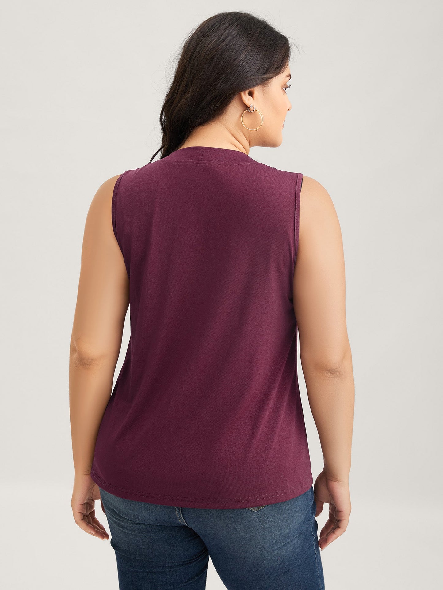 Solid Asymmetrical Neck Twist Front Tank Top
