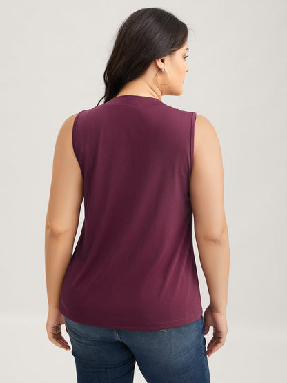Solid Asymmetrical Neck Twist Front Tank Top