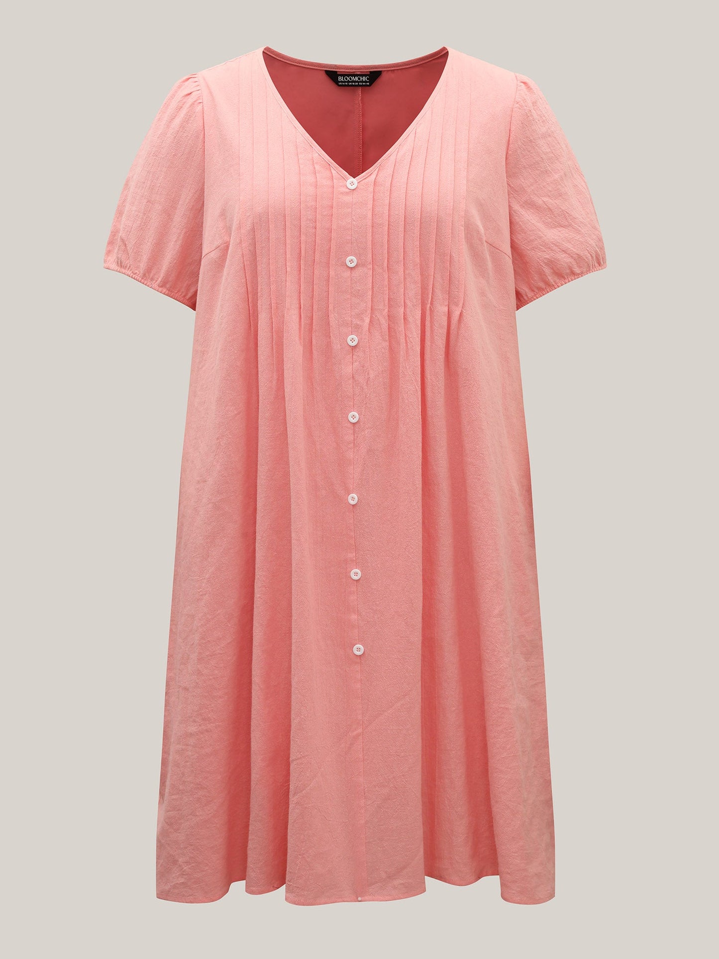 Pure Cotton Toothpick Pleat Pockets Shirt Dress