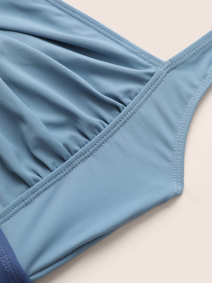 Contrast Twist Front Tummy-Control One Piece Swimsuit