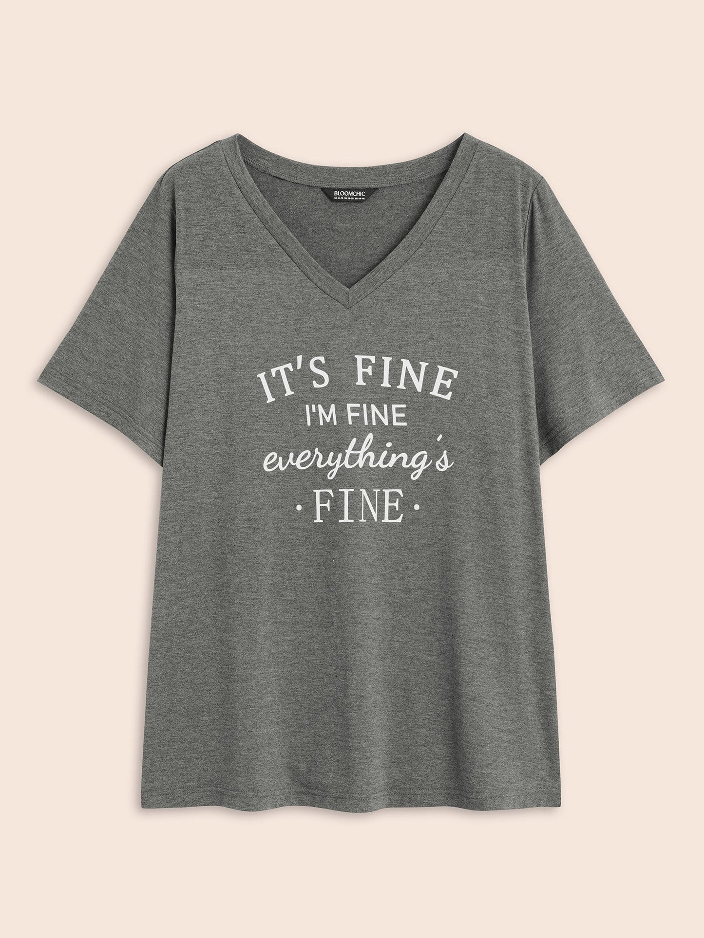 Letter Print V Neck T-shirt