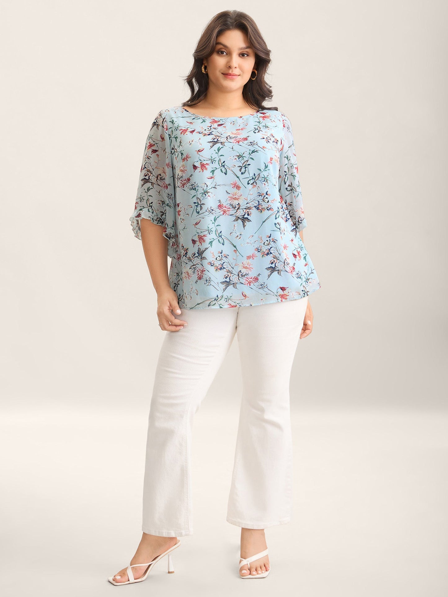 Chiffon Floral Print Flowy Blouse