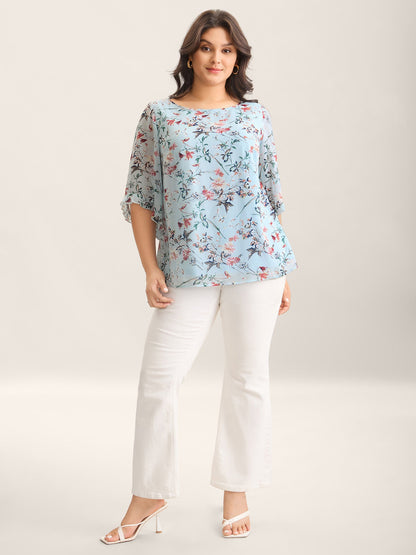 Chiffon Floral Print Flowy Blouse
