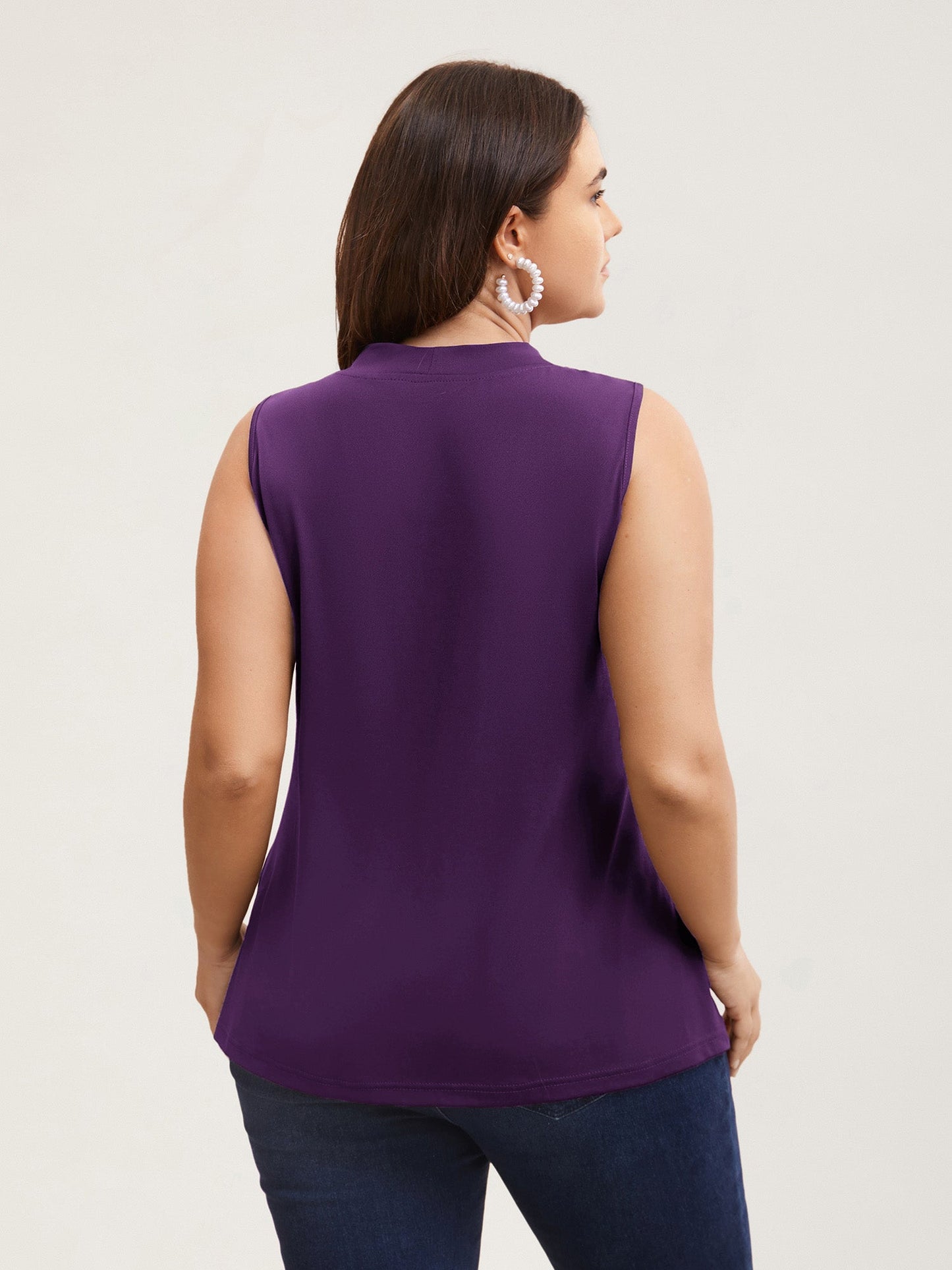 Solid Asymmetrical Neck Twist Front Tank Top